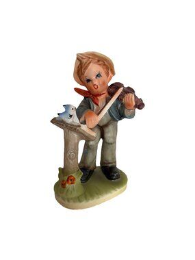 Napcoware Tiny Tots Boy Playing Violin Little Fiddler Blue Bird 8850 Japan 1950s